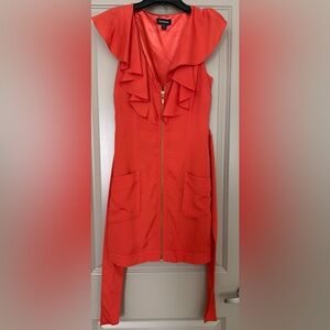 Bebe Coral Ruffle Front Dress